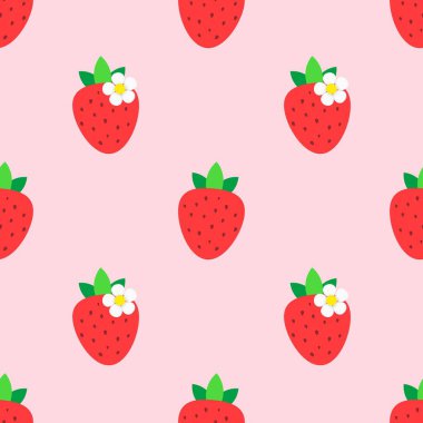 Sevimli çilekli kusursuz desen.