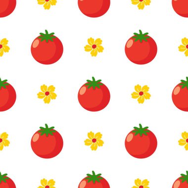 Kırmızı domates vektörü kusursuz desen.