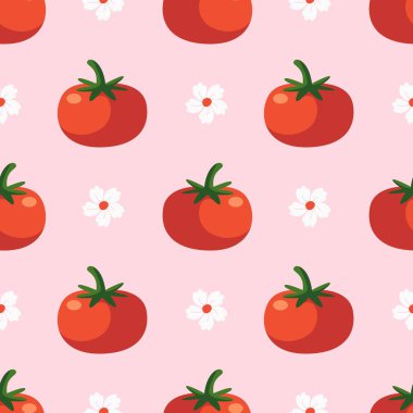 Kırmızı domates vektörü kusursuz desen.