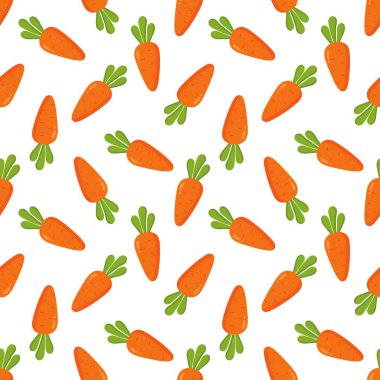 Havuçlu kusursuz desen, sebzelerin vektör çizimi, sağlıklı vejetaryen yemek duvar kağıdı.