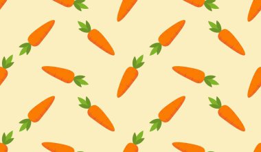 Havuçlu kusursuz desen, sebzelerin vektör çizimi, sağlıklı vejetaryen yemek duvar kağıdı.