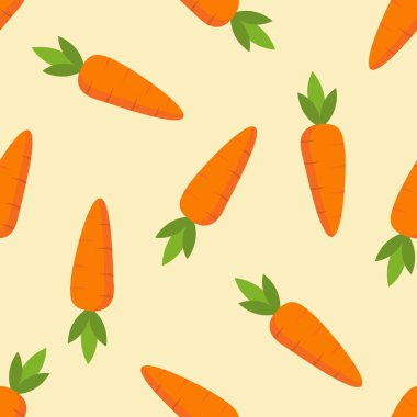 Havuçlu kusursuz desen, sebzelerin vektör çizimi, sağlıklı vejetaryen yemek duvar kağıdı.