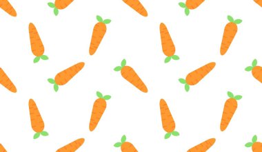 Havuçlu kusursuz desen, sebzelerin vektör çizimi, sağlıklı vejetaryen yemek duvar kağıdı.