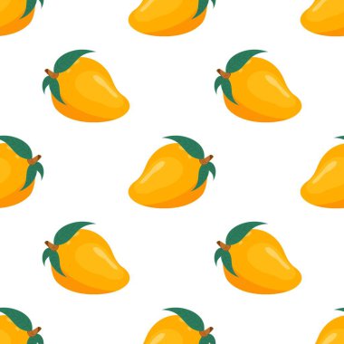 Mango meyveli, pürüzsüz bir şekil. Beyaz arka planda yaz tropikal meyveleri.