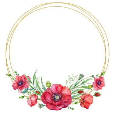 suluboya çiçekler tasarım için çerçeve vektörü.