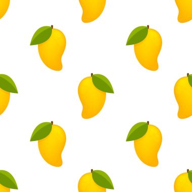 Mango meyveli, pürüzsüz bir şekil. Beyaz arka planda yaz tropikal meyveleri.