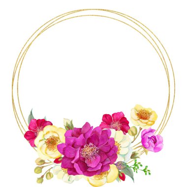 suluboya çiçekler tasarım için çerçeve vektörü.