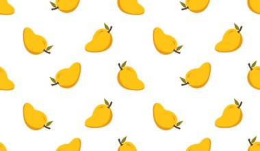 Mango meyveli, pürüzsüz bir şekil. Beyaz arka planda yaz tropikal meyveleri.