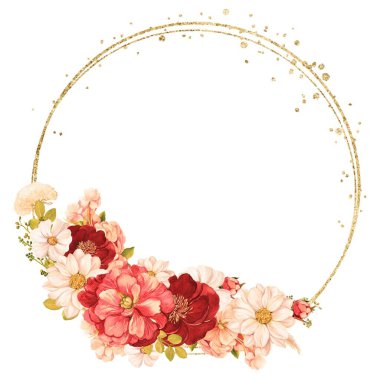 Suluboya çiçekleri Tasarım için çerçeve vektörü.