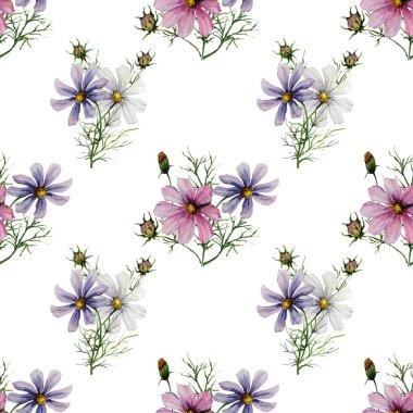 Tasarım için suluboya çiçek desen vektörü.