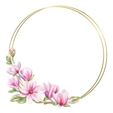 Suluboya çiçekleri Tasarım için çerçeve vektörü.