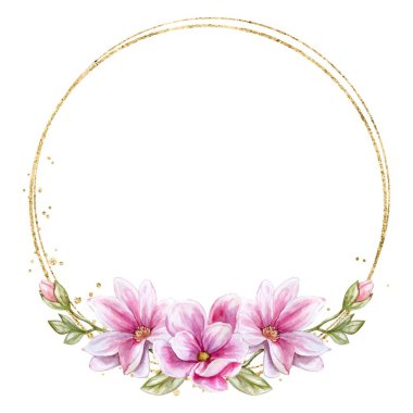 Tasarım için suluboya çiçek çerçeve vektörü.