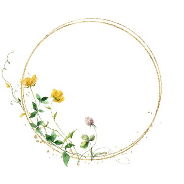 Suluboya çiçekleri Tasarım için çerçeve vektörü.