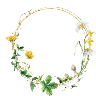 Suluboya çiçekleri Tasarım için çerçeve vektörü.