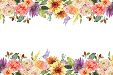 Tasarım için suluboya çiçekler arka plan vektörü.