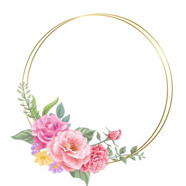 Suluboya çiçekleri Tasarım için çerçeve vektörü.