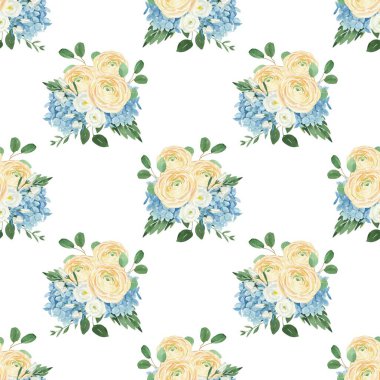 Tasarım için suluboya çiçek desen vektörü.