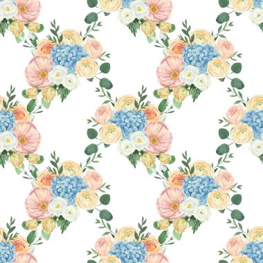 Tasarım için suluboya çiçek desen vektörü.