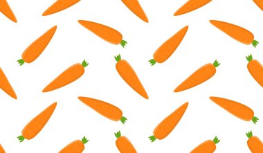 Havuçlu kusursuz desen, sebzelerin vektör çizimi, sağlıklı vejetaryen yemek duvar kağıdı.