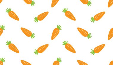 Havuçlu kusursuz desen, sebzelerin vektör çizimi, sağlıklı vejetaryen yemek duvar kağıdı.
