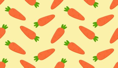 Havuçlu kusursuz desen, sebzelerin vektör çizimi, sağlıklı vejetaryen yemek duvar kağıdı.