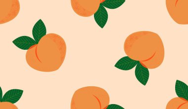 Afişler, kartlar, el ilanları, sosyal medya duvar kağıtları vs. için şeftali desenli kusursuz desen.
