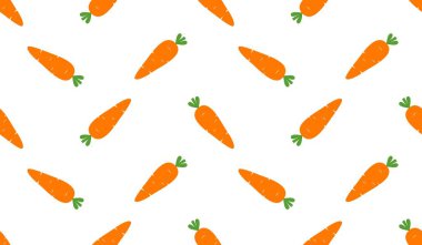 Havuçlu kusursuz desen, sebzelerin vektör çizimi, sağlıklı vejetaryen yemek duvar kağıdı.