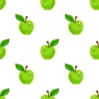 Çizgi film yeşil elma pürüzsüz desen