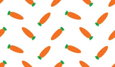 Havuçlu kusursuz desen, sebzelerin vektör çizimi, sağlıklı vejetaryen yemek duvar kağıdı.
