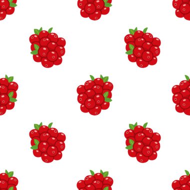 Beyaz Arkaplan Vektör Resimlerinde Kusursuz Kırmızı Kızılcık Örnekleri