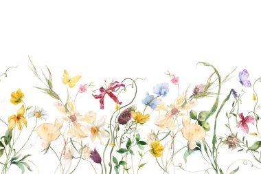 Tasarım için suluboya çiçekler arka plan vektörü.