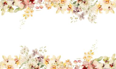 suluboya çiçekler tasarım için çerçeve vektörü.