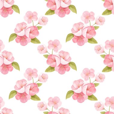 Tasarım için kusursuz desenli suluboya çiçek arkaplan vektörü.