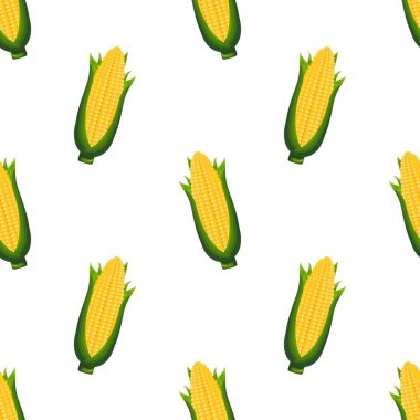 Beyaz Arkaplanda Yeşil Kabuklu Kusursuz Mısır Kalıbı Vektör İllüstrasyonu