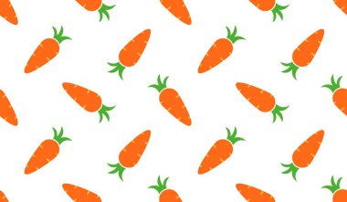 Havuçlu kusursuz desen, sebzelerin vektör çizimi, sağlıklı vejetaryen yemek duvar kağıdı.