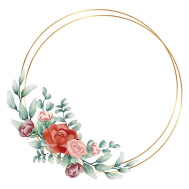 Tasarım için suluboya çiçek çelenk vektörü.