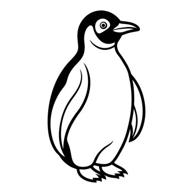 Bir penguenin stilize edilmiş, siyah beyaz çizgisi..
