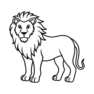 Bu siyah-beyaz çizgili sanat illüstrasyonunda stilize edilmiş bir aslan sergileniyor..