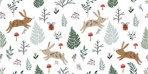 Weihnachten Nahtlose Muster Tapete Mit Saisonalem Winter Design Weihnachten Trendiges — Stockvektor