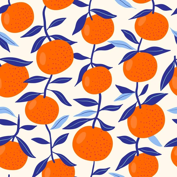 Bezešvé Vzory Pomeranči Letní Pozadí Tapety Zralým Ovocem Vektorové Ilustrace — Stockový vektor