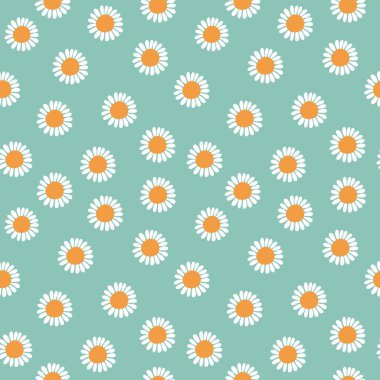 Mavi arka planda beyaz papatya, dekoratif modern duvar kağıdı ile dekoratif, soyut, pürüzsüz desen