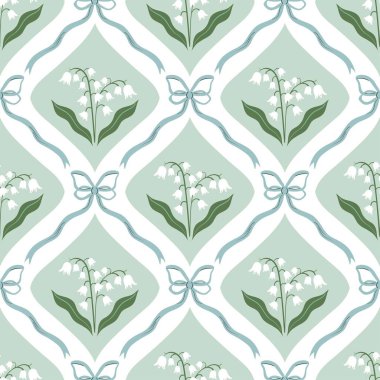 Vadi zambağı kusursuz desen, Viktorya dönemi çiçekli duvar kağıdı, büyüleyici bahar ve yaz arkaplanı. 