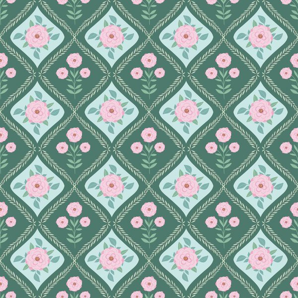 Floral seamless pattern with roses in bloom, vintage romantic wallpaper, antique delicate background