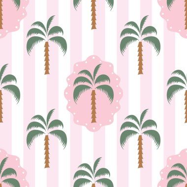 Palmiye ağacının eski usul pürüzsüz deseni, yaz çizgili duvar kağıdı