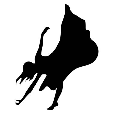 Dans eden balerin siluetleri beyaz arka plan üzerinde izole edilmiş. Modern bale dansı ikonu. Genç ve esrarengiz bayan modern bale dans figürü sembolü beyaz arkaplan üzerinde izole edilmiş..