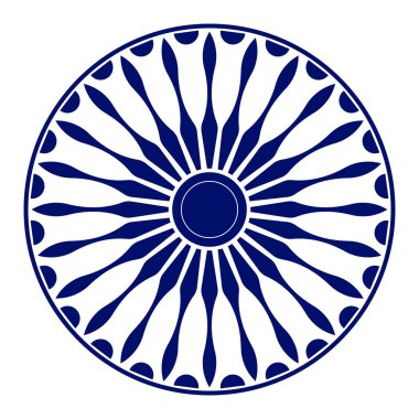 Beyaz arkaplan üzerinde tekerlek simgesi izole edildi. Tekerlek jant vektör simgesi ile izole edildi. Modern ashok çakra grafik ögesi simgesi beyaz arkaplan üzerinde izole edildi. Çakra tekerleği 24 telli..