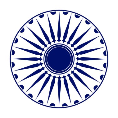 Beyaz arkaplan üzerinde tekerlek simgesi izole edildi. Tekerlek jant vektör simgesi ile izole edildi. Modern ashok çakra grafik ögesi simgesi beyaz arkaplan üzerinde izole edildi. Çakra tekerleği 24 telli..