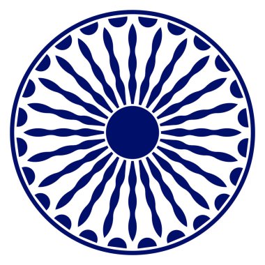 Beyaz arkaplan üzerinde tekerlek simgesi izole edildi. Tekerlek jant vektör simgesi ile izole edildi. Modern ashok çakra grafik ögesi simgesi beyaz arkaplan üzerinde izole edildi. Çakra tekerleği 24 telli..