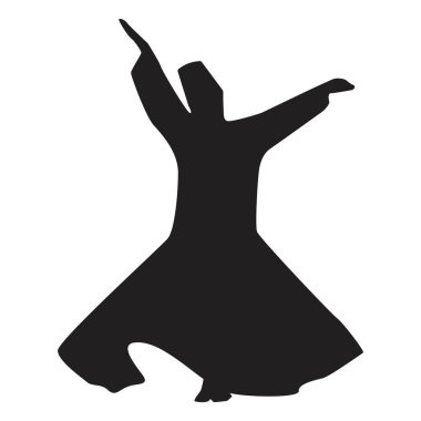 Barışçıl sufi dansçısı beyaz arka planda sakince dans ediyor. Ekstazi ustası, elleri açık ve dönen bir ekstazi siluetiyle dans ediyor. Sufi kıvrımları Sufi ustaları tarafından kesiliyor..