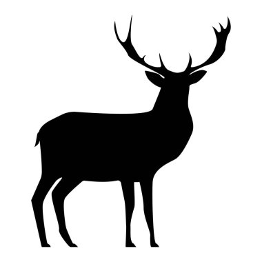 Geyik silueti beyaz arkaplan üzerinde izole edildi. Tasarımlarda kullanılacak zarif geyik silueti. Fantezi sanatı ve vahşi yaşam ile ilgili projeler için geyik sembolü vektörü. Antler buck simgesi. Ayakta duran geyik simgesi. Düzenlenebilir eps10 vektör geyik seti..